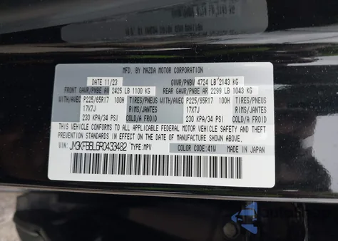 2024 Mazda Cx-5 2.5 S Select from USA, damaged, VIN JM3KFBBL6R0433482